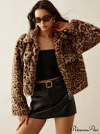 Long Sleeve Cheetah Pattern Zipper Jacket