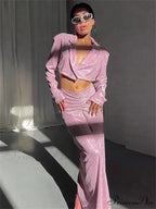 Long Sleeve Cropped Maxi Dress