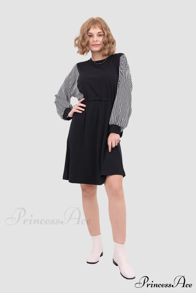 Long Sleeve Dress with Drawstring Waist