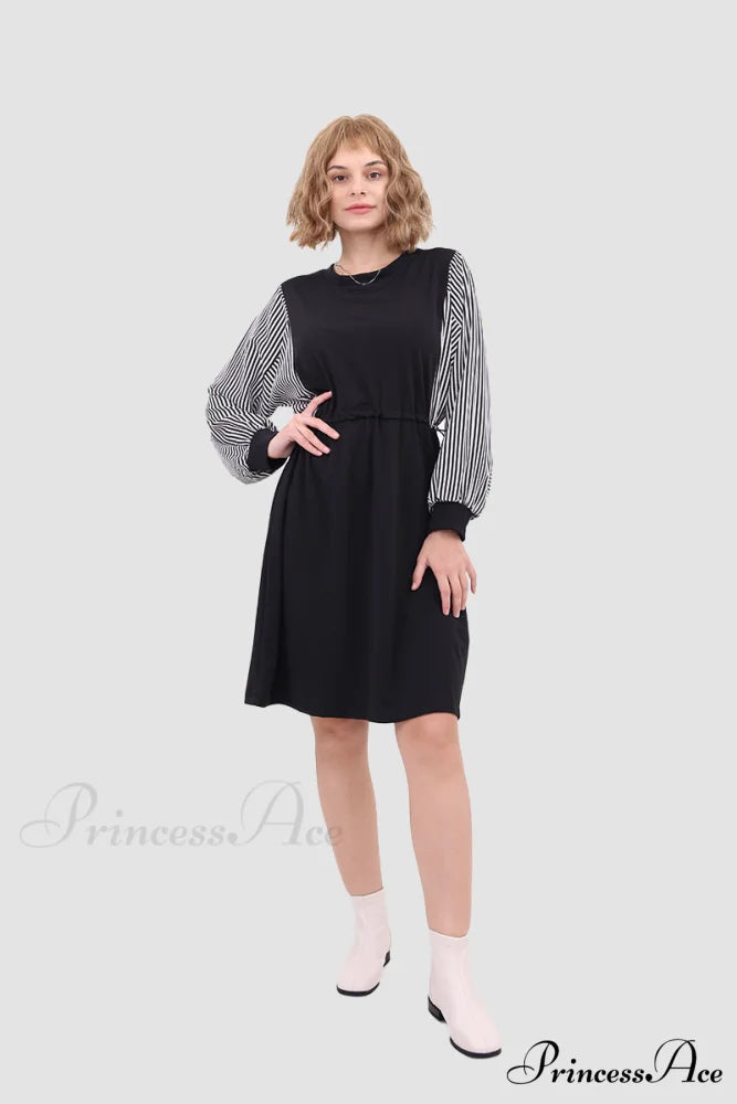 Long Sleeve Dress with Drawstring Waist