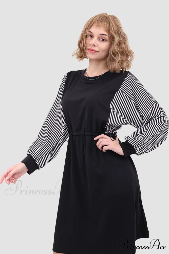 Long Sleeve Dress with Drawstring Waist
