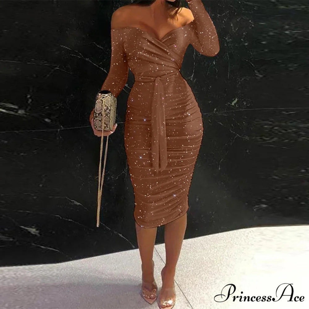 Long Sleeve Elegant Office Lady Dress