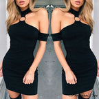 Long Sleeve Evening Black Party Bodycon Dress