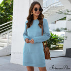 Long Sleeve Fashion Solid Loose Pocket Dress
