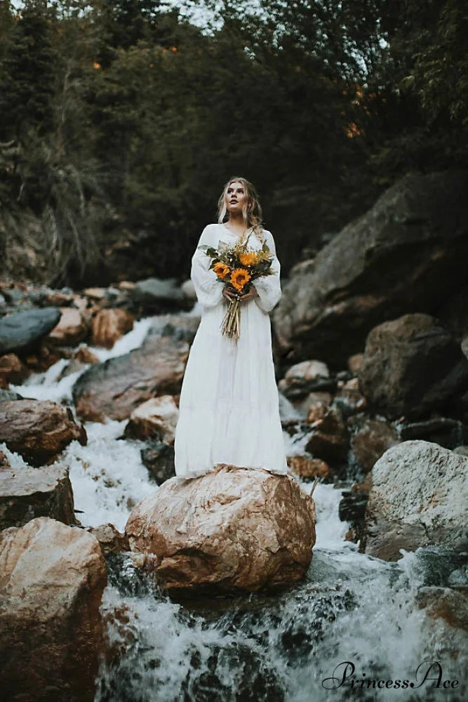 Long Sleeve Maxi Dress Crimson Floral Embroidery Fringe Boho Dress