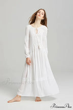 Long Sleeve Maxi Dress Crimson Floral Embroidery Fringe Boho Dress