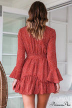 Long Sleeve Sexy Flower Printed Mini Dresses