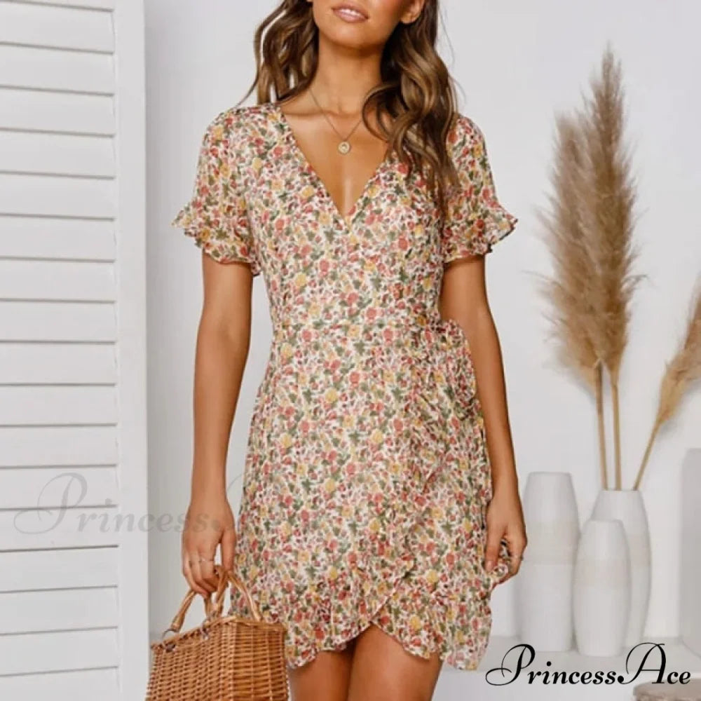 Long Sleeve Sexy Flower Printed Mini Dresses