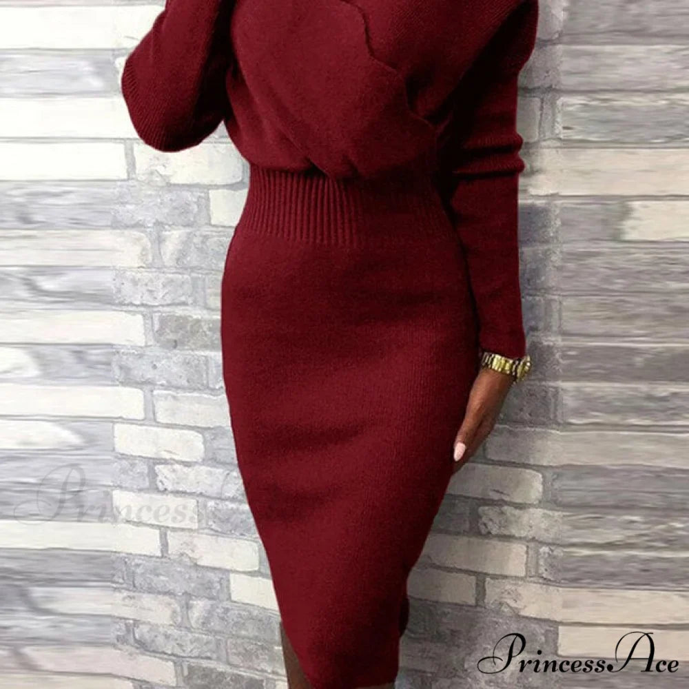 Long Sleeve Slim Fit Knee Dress