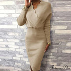 Long Sleeve Slim Fit Knee Dress