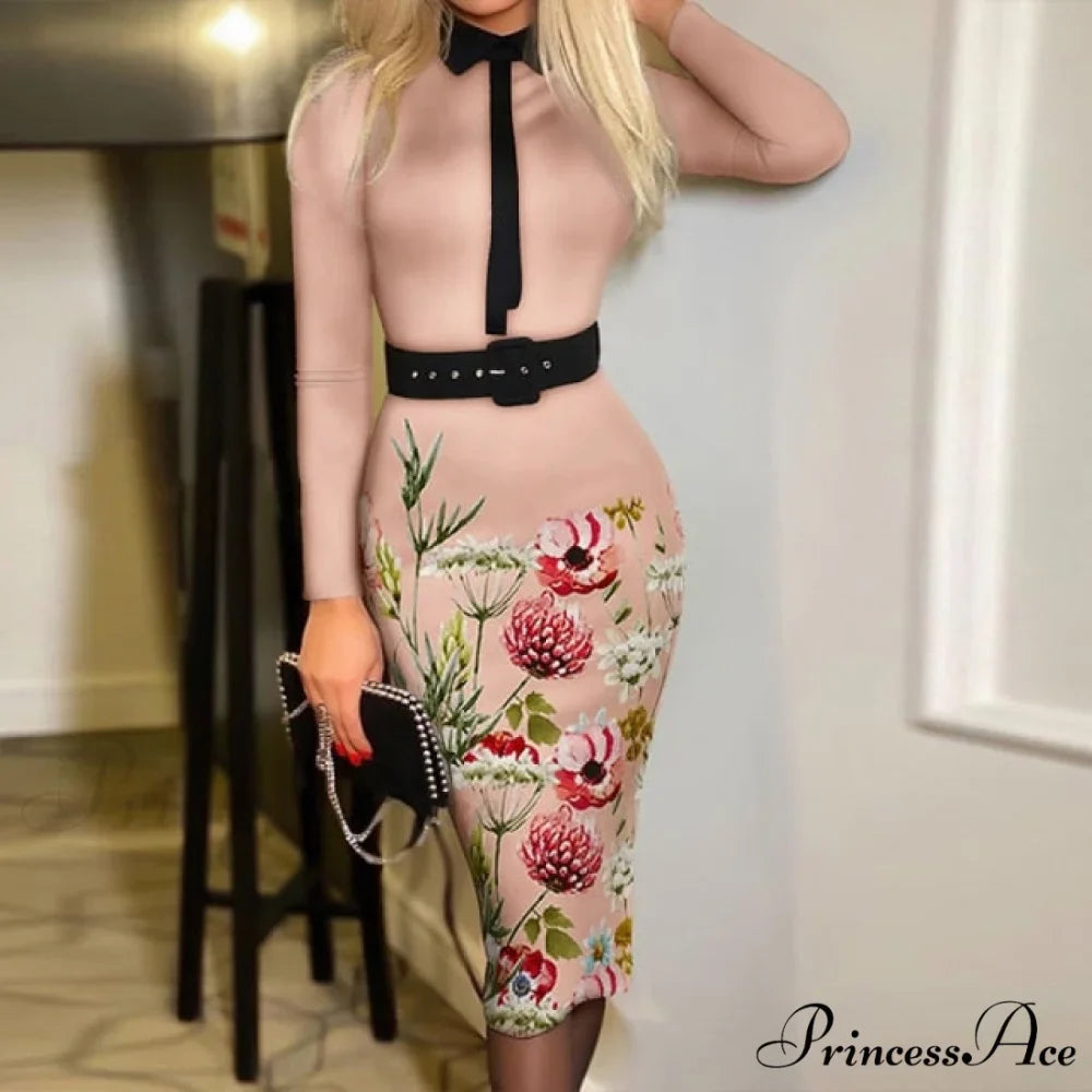 Long Sleeve Slim Fitness Elegant A Line Pencil Dresses