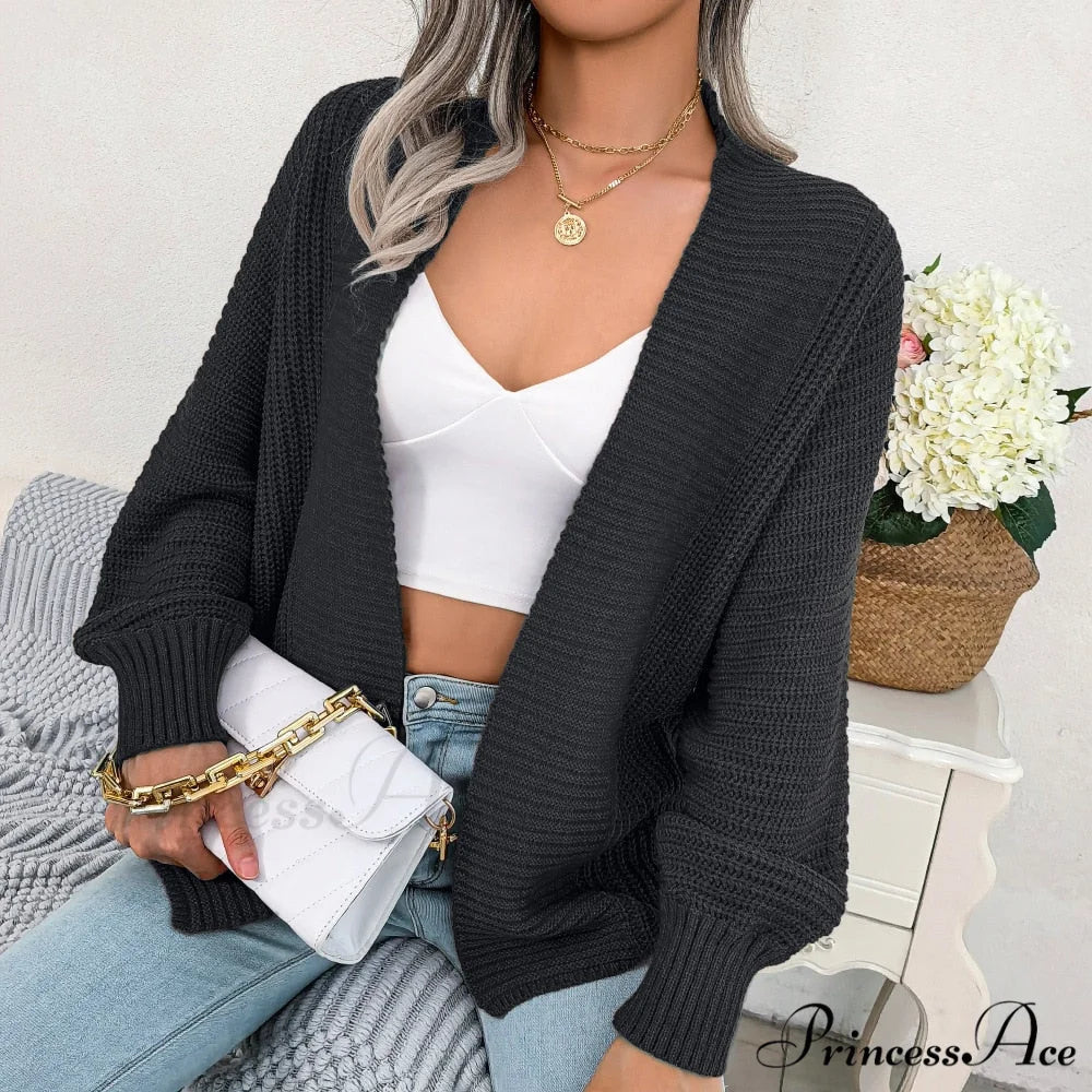 Long Sleeve Solid Color Knitted Cardigan Coat