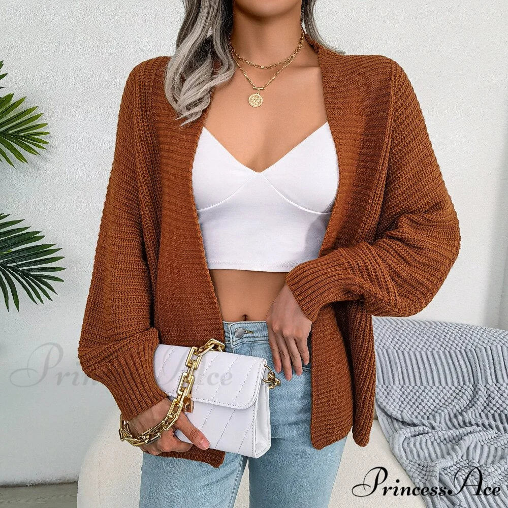 Long Sleeve Solid Color Knitted Cardigan Coat