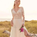 Long Sleeve Transparent Tulle Bridal Wedding Gown