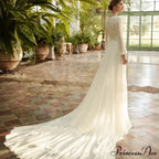 Long Sleeve Transparent Tulle Bridal Wedding Gown