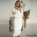 Long Sleeve V Neck Party Club Elegant Dress