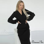 Long Sleeve V Neck Party Club Elegant Dress