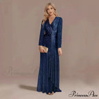 Long Sleeve V-Neck Party Dress