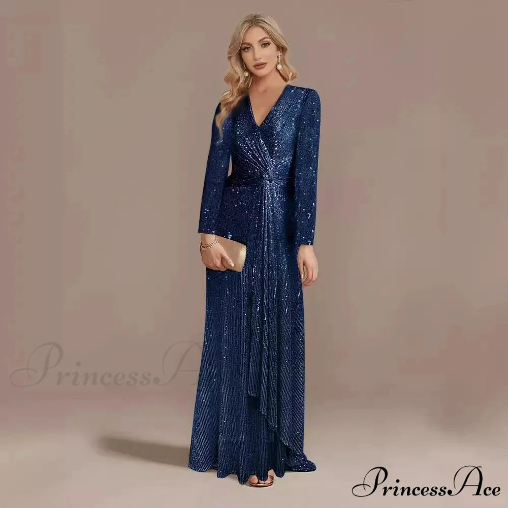 Long Sleeve V-Neck Party Dress