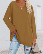 long-sleeved women's V-neck t-shirt