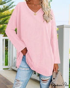 long-sleeved women's V-neck t-shirt