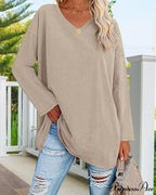 long-sleeved women's V-neck t-shirt