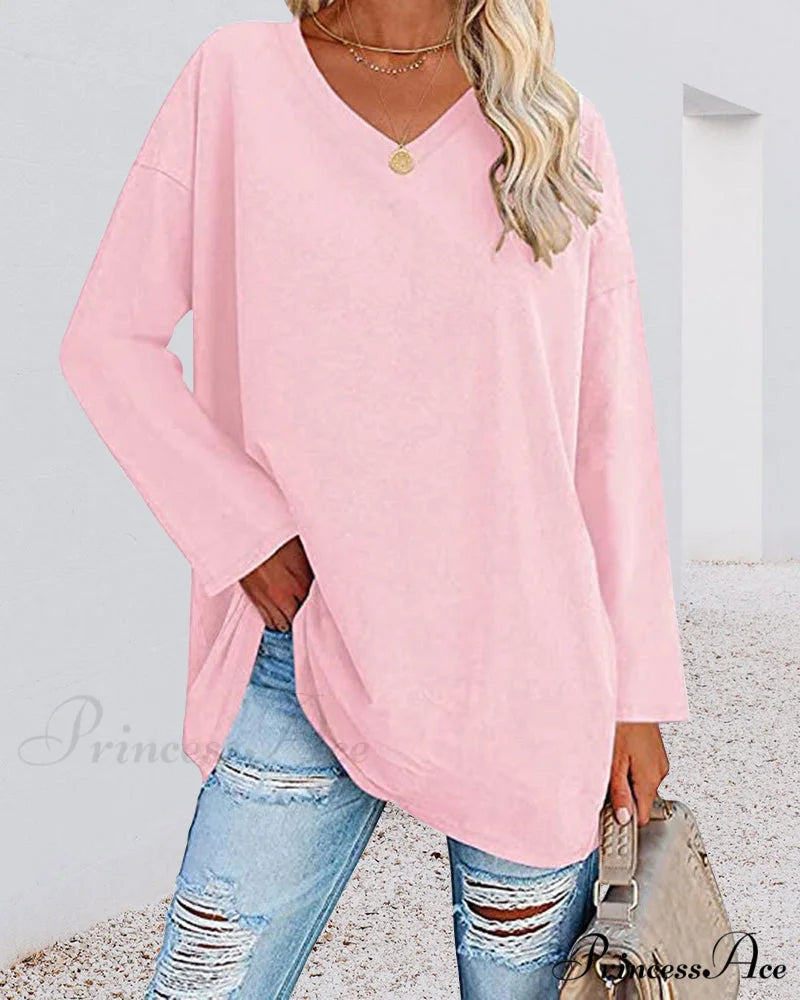 long-sleeved women's V-neck t-shirt