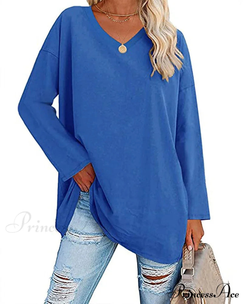 long-sleeved women's V-neck t-shirt
