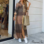 Long Sleeves Shirt Casual Plaid Vestidos Dress