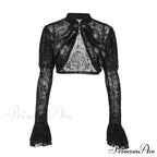 Long Sleeves Smock Vintage Black Lace Flare Sleeve Cosplay Cardigan