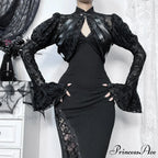 Long Sleeves Smock Vintage Black Lace Flare Sleeve Cosplay Cardigan