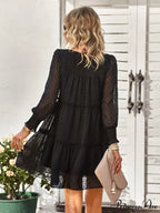 Long Solid Color Arm Mini Clip Gown Dot Chiffon for Women