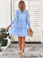 Long Solid Color Arm Mini Clip Gown Dot Chiffon for Women