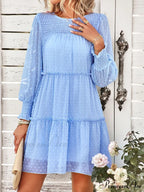 Long Solid Color Arm Mini Clip Gown Dot Chiffon for Women