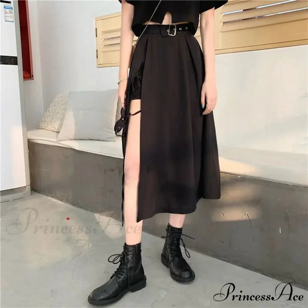 Long Solid Simple All Match High Waist Casual Comfortable Vintage Skirt