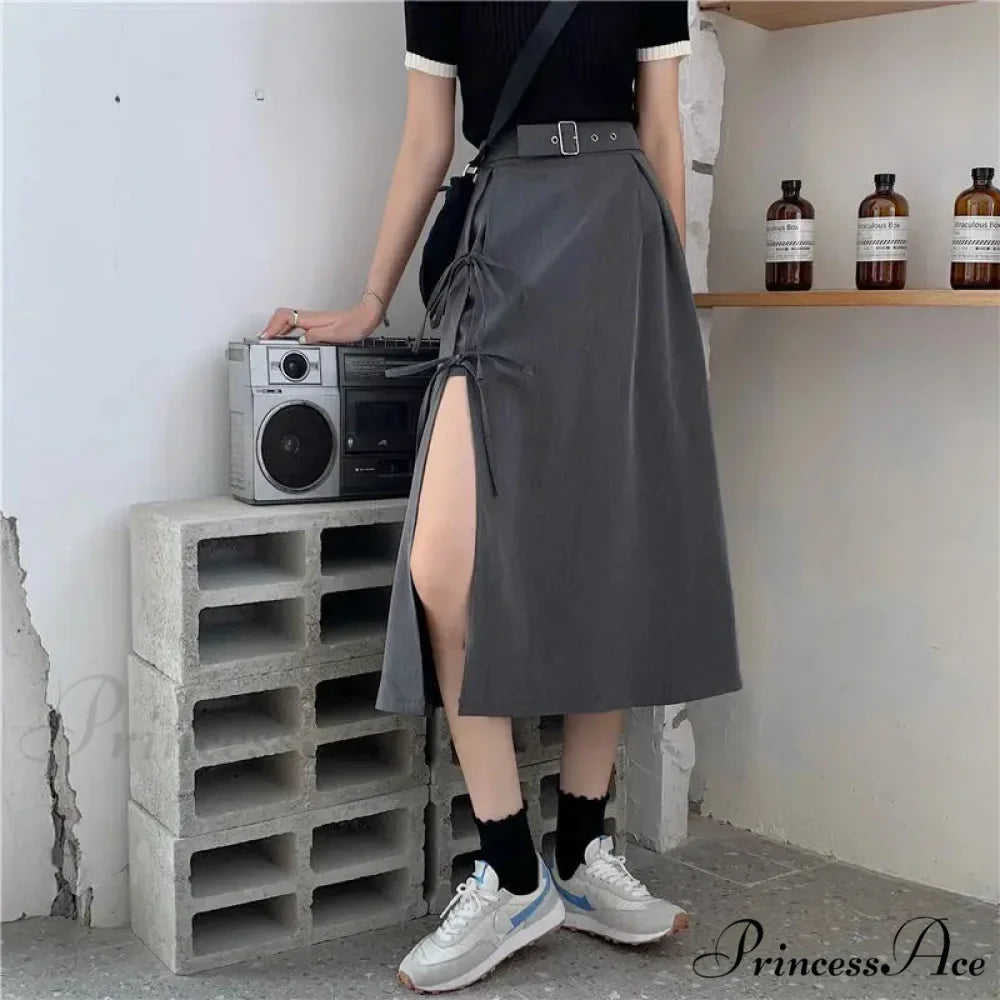 Long Solid Simple All Match High Waist Casual Comfortable Vintage Skirt
