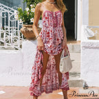 Long Strap Dress Emerald Rayon Floral Print Bohemian Summer Dress