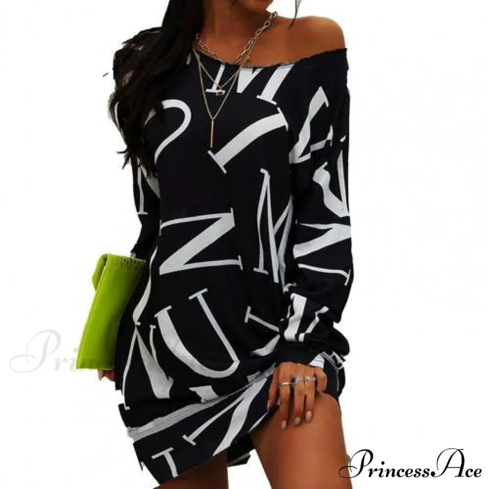 Loose Casual Streetwear Long Sleeve O Neck Dress
