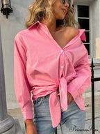 Loose Collared Informal Solid Blouse