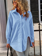 Loose Collared Informal Solid Blouse