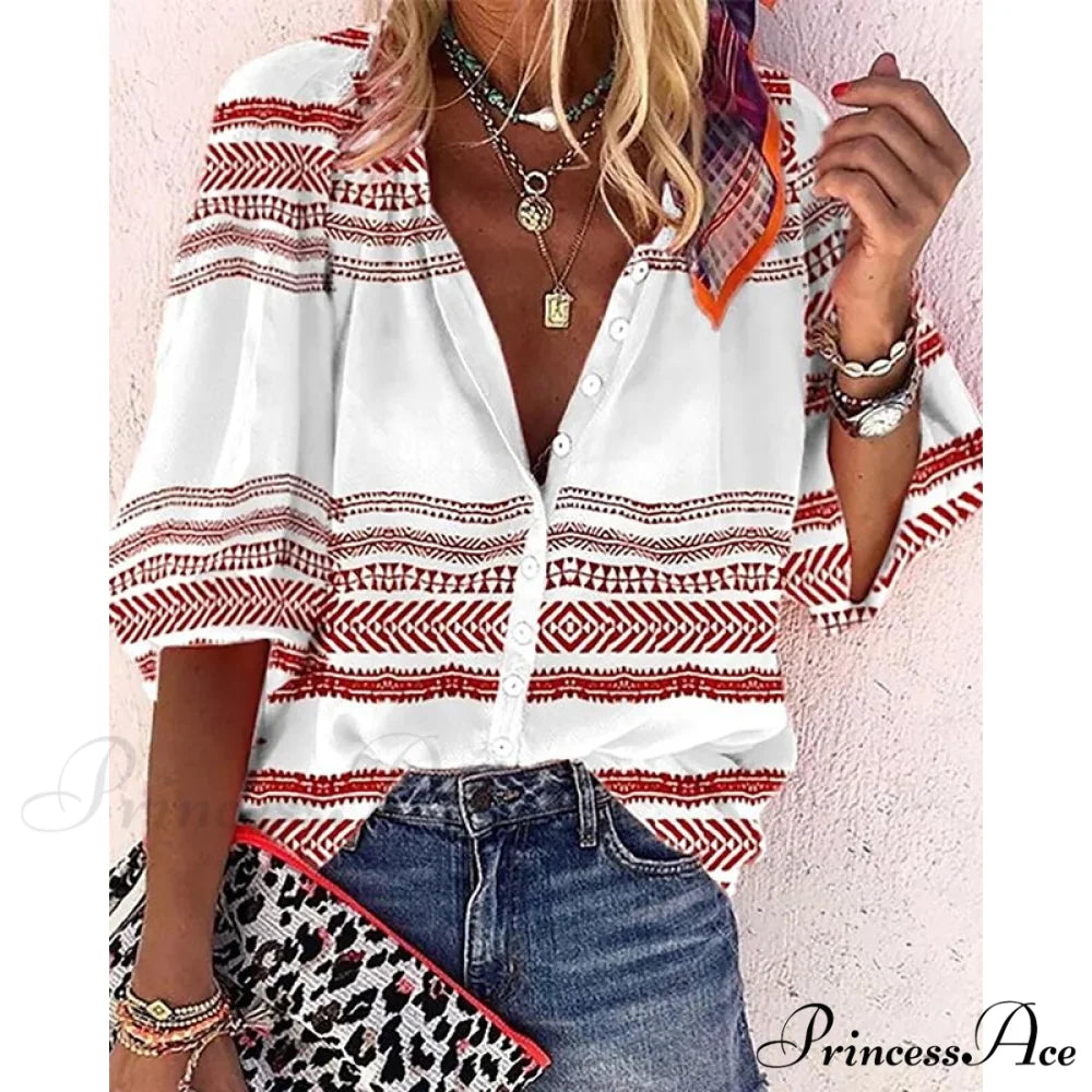 Loose Colorful Print Large Size Blouses