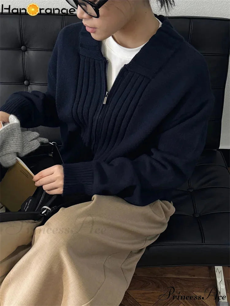 Loose Comfortable Wide Striped Cardigan Zipper Knitting Christmas Sweater