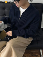 Loose Comfortable Wide Striped Cardigan Zipper Knitting Christmas Sweater