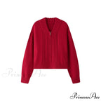 Loose Comfortable Wide Striped Cardigan Zipper Knitting Christmas Sweater