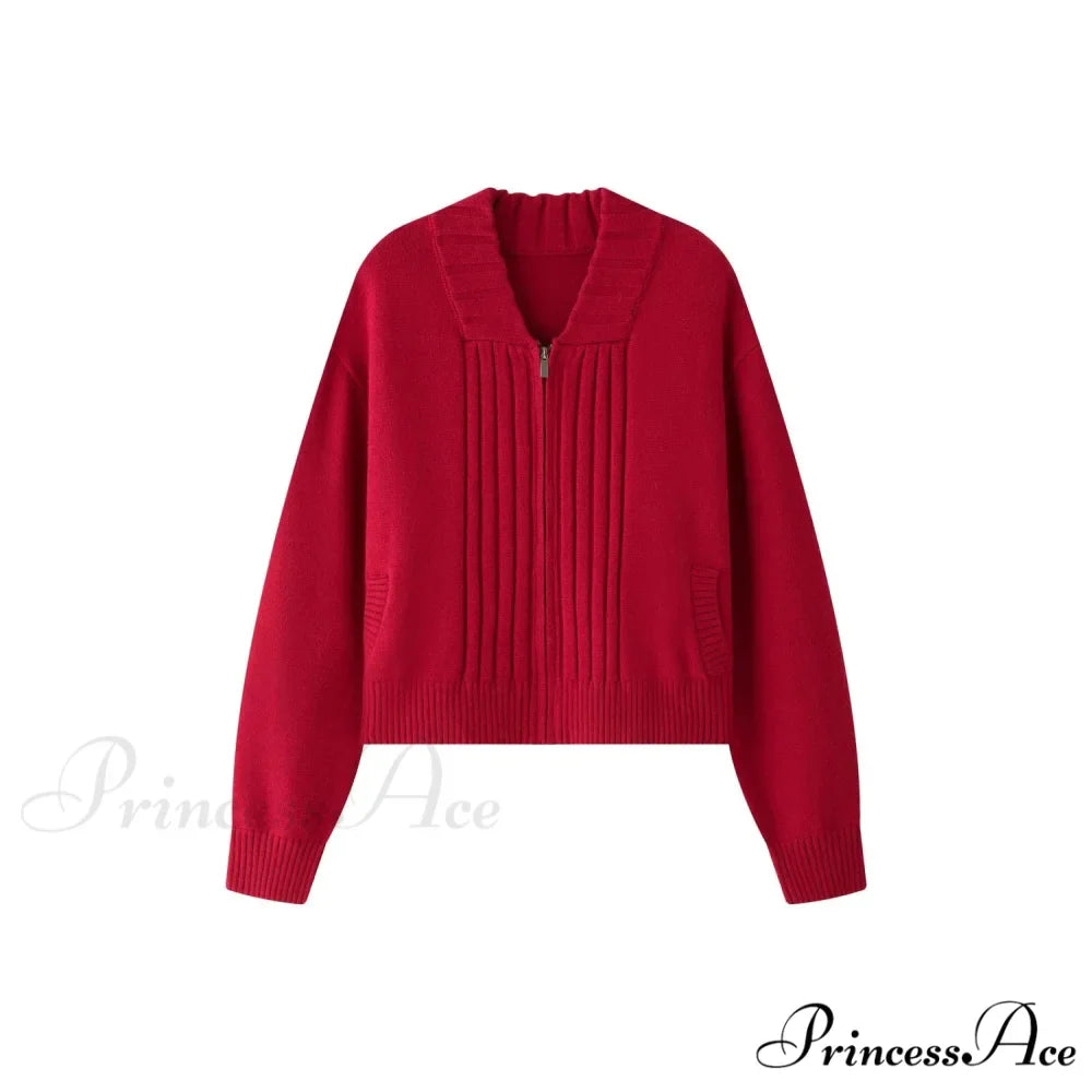 Loose Comfortable Wide Striped Cardigan Zipper Knitting Christmas Sweater