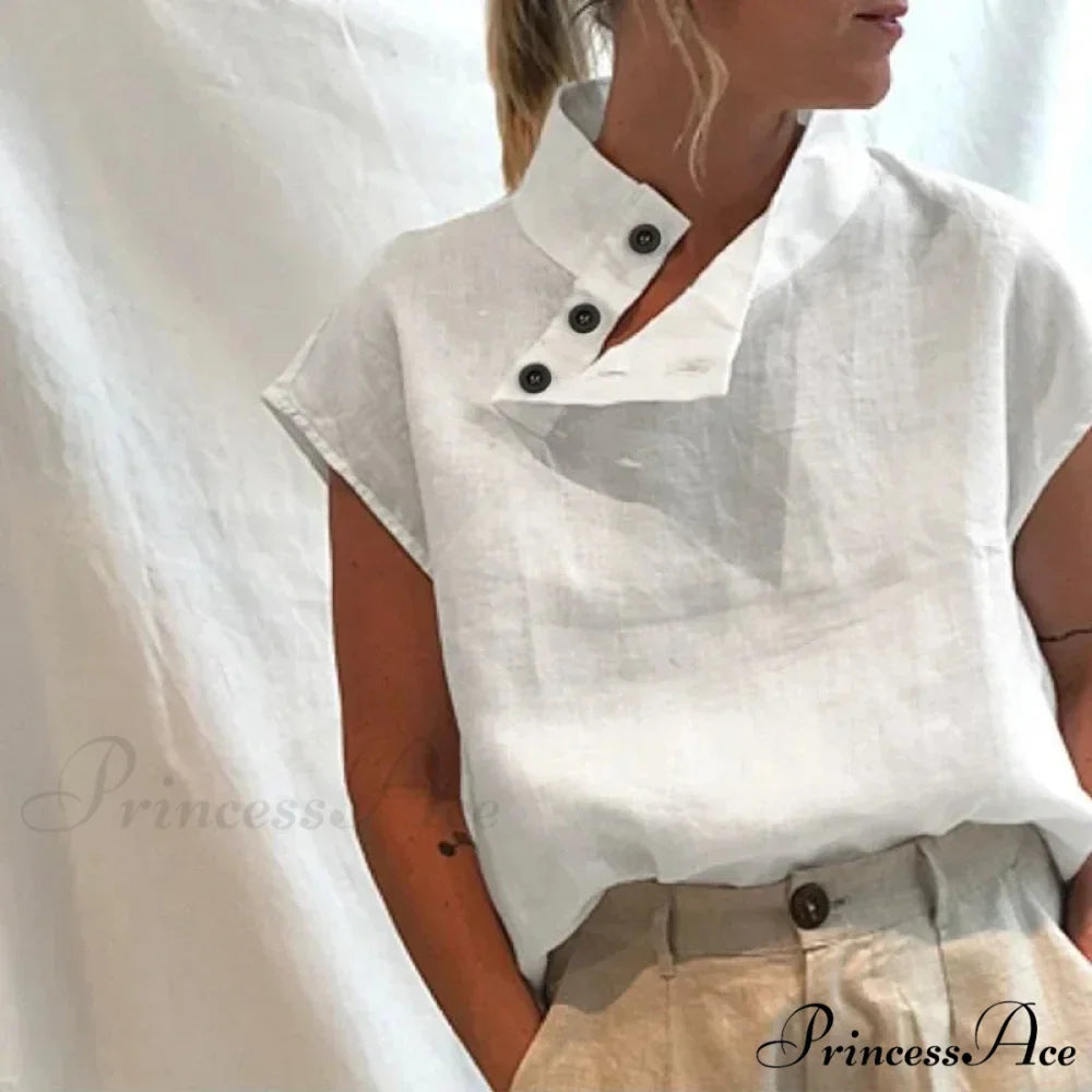 Loose Cotton Ivory Top Warm-weather Top