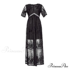 Loose Embroidery White Lace long Tunic Beach Dress