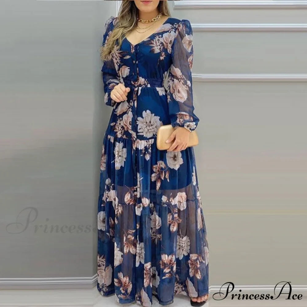 Loose Long Sleeve Lantern Sleeve Beach Wear Style Dress