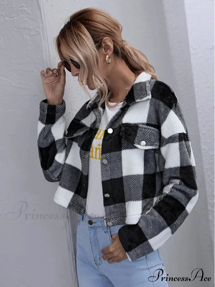 Loose Plaid Thick Coat