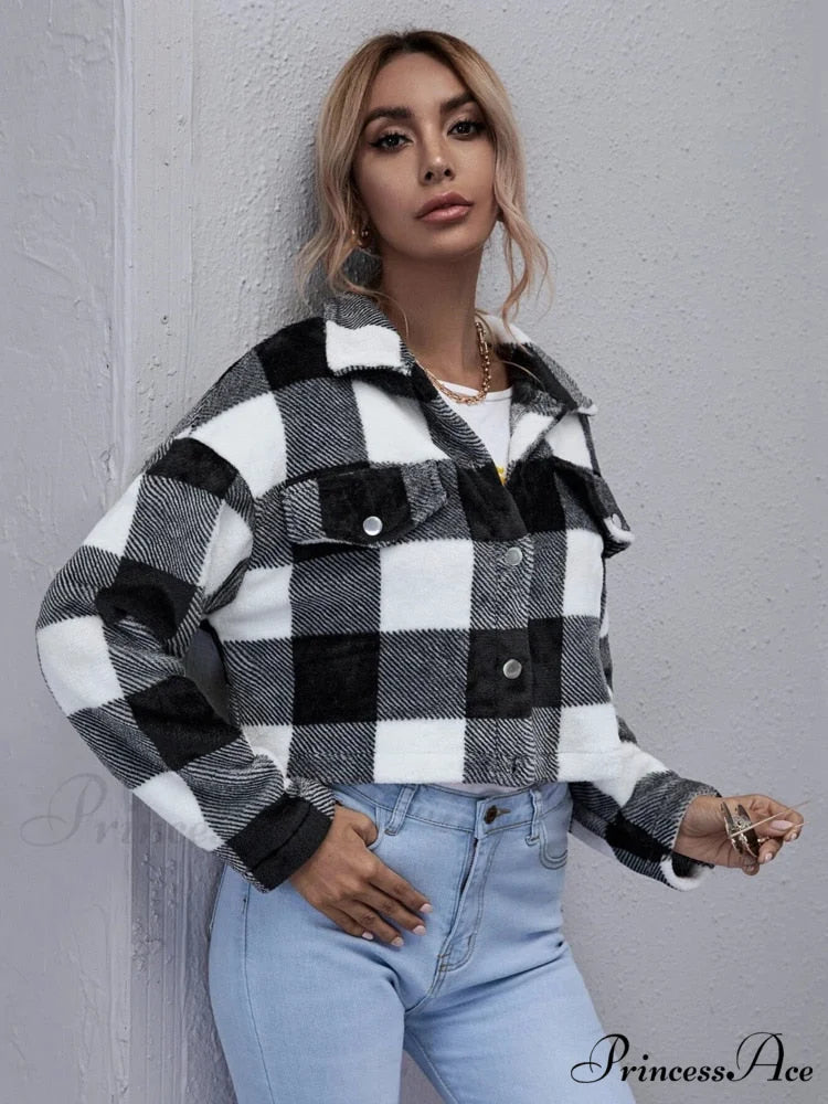 Loose Plaid Thick Coat